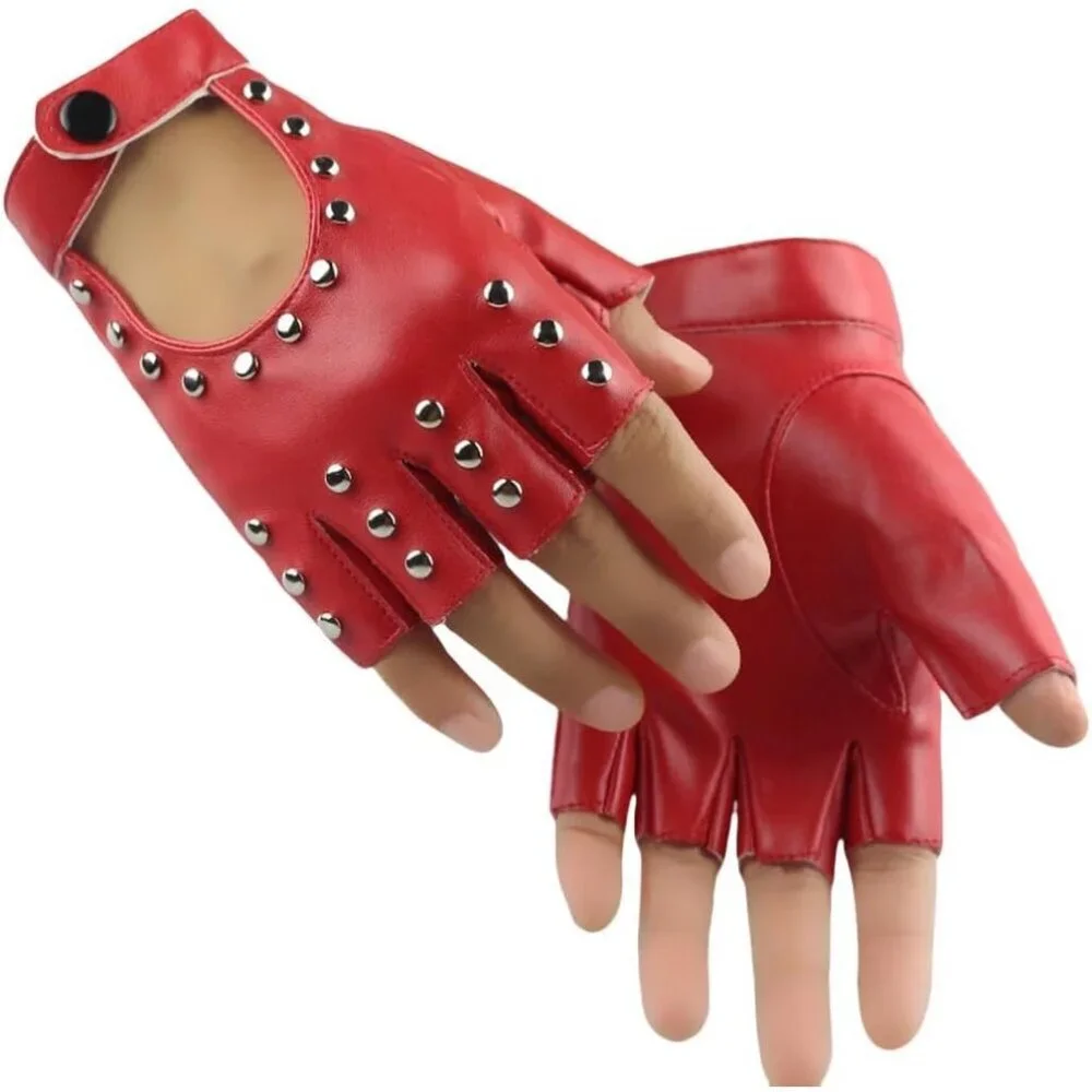 Women's Red-1 Fingerless Cosplay Gothic Gloves Punk Rock Halloween Party